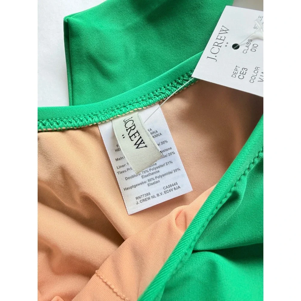 J.Crew One-shoulder bow bikini top Green Large NWT